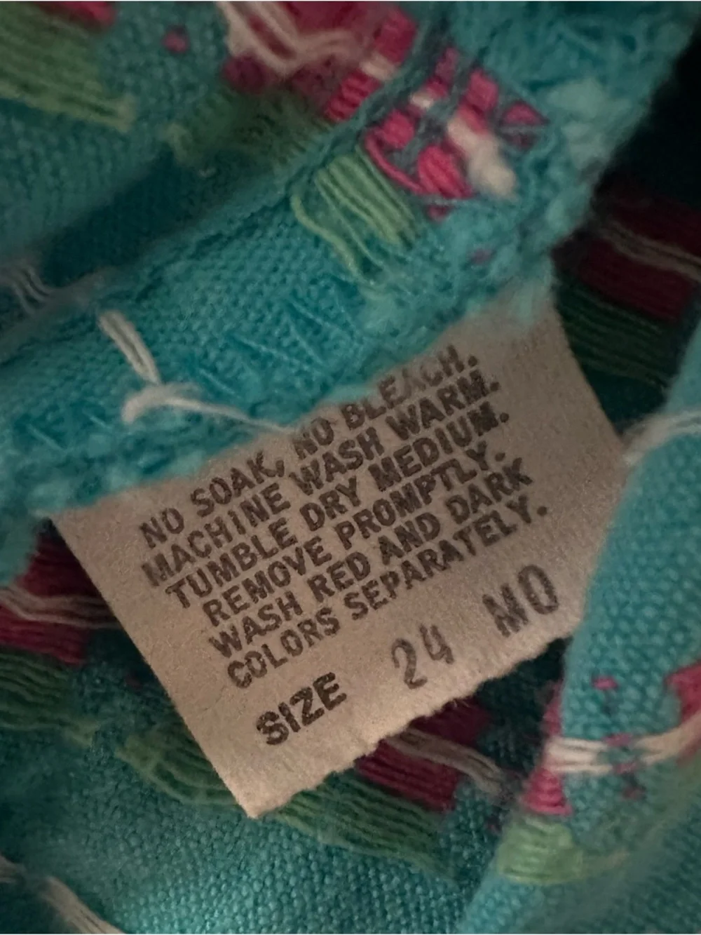 OshKosh B'gosh Vintage 24 Months Aqua Blue Pink Floral Jumper Dress USA